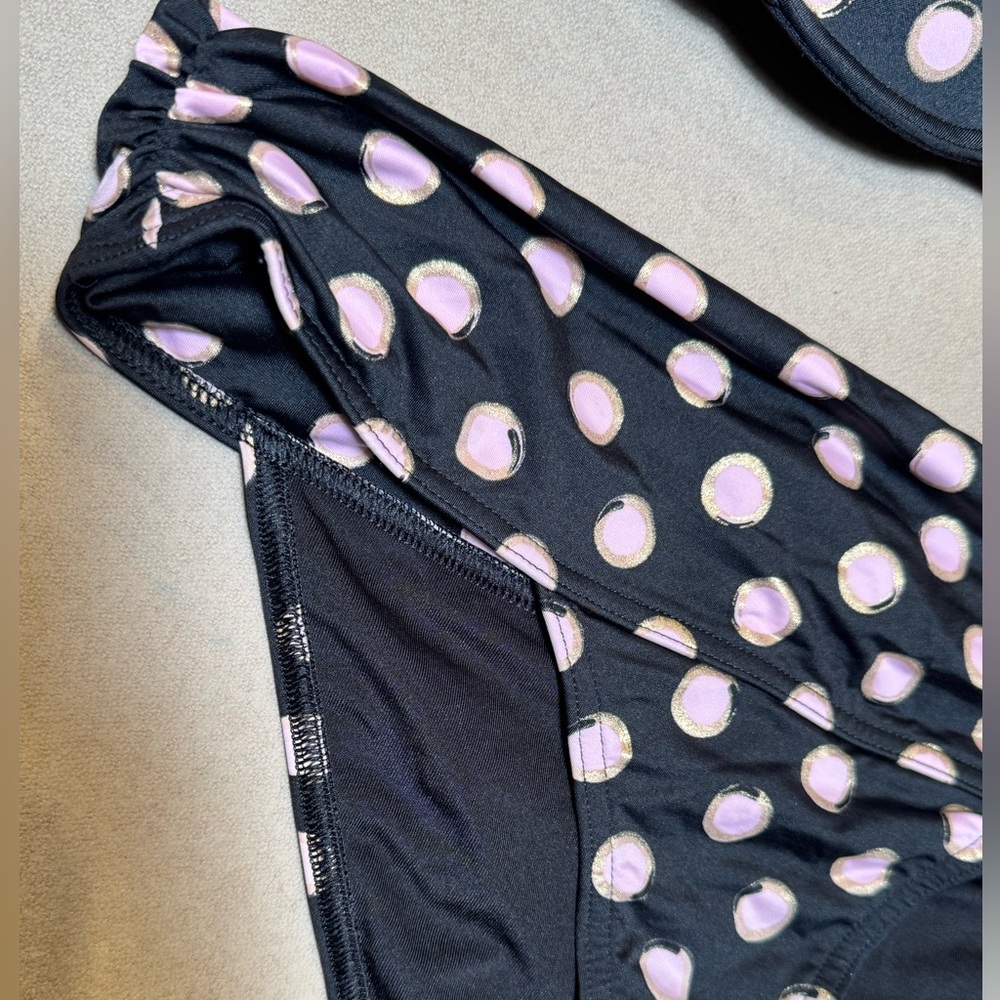 Victoria's Secret Black and Pink Polka Dot Bikini Set - Picture 4 of 5